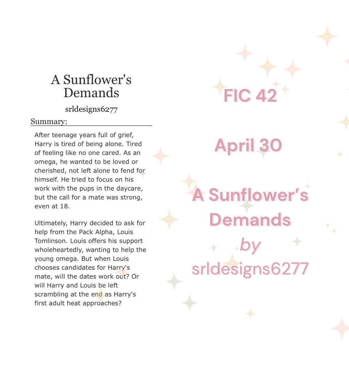 BHarryFest's tweet image. WELCOME TO THE FINAL WEEK OF THE BHFF! 🤍🌸
Here is our schedule for the week! Find authors, posting dates, and fic summaries below.
@larryscandalz @/srldesigns6277 @FlowerryTums