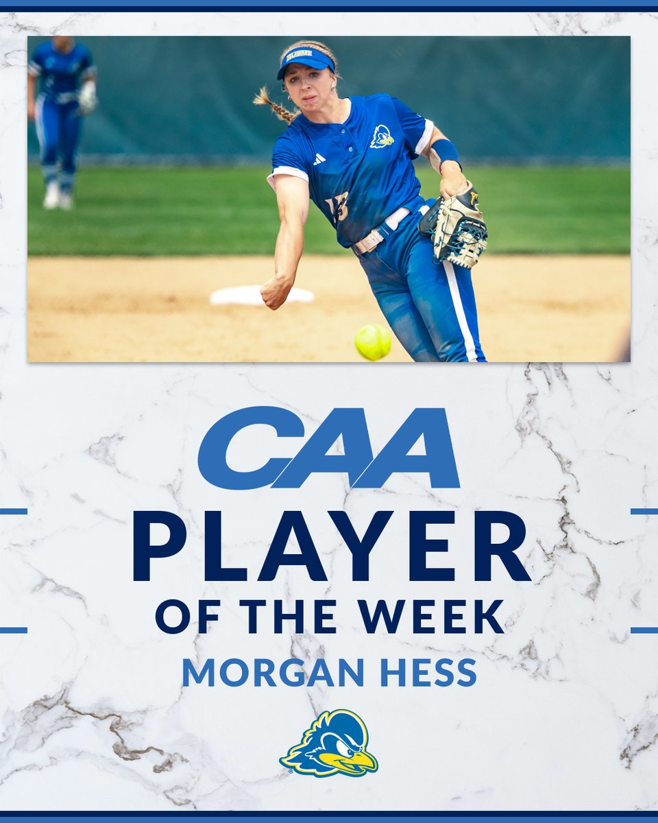 #CAASoftball CO-PLAYER OF THE WEEK

Hess hit .500/.500/.750 and pitched to a 2.86 ERA, including a no-hitter during a 3-1 week <a href="/Delaware_SB/">Delaware Softball</a>.

It marked her second career no-hitter, striking out six Monmouth hitters en route to her fifth shutout of the season.

📰