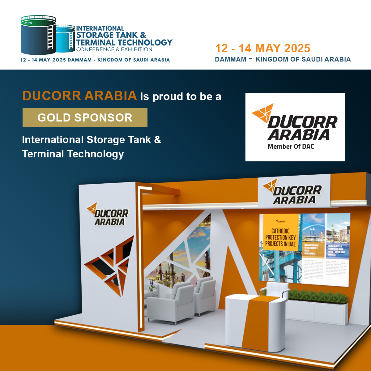 DACGROUPKSA's tweet photo. Ducorr Arabia continues to lead the way in infrastructure protection
As a Gold Sponsor of the International Storage Tank & Terminal Technology Conference & Exhibition, we are proud to present our most significant projects and innovations.

📍 Location: Dammam, Saudi Arabia
📅 Dates: 12 – 14 May 2025

Let’s connect and explore new opportunities for collaboration and growth!

#DucorrArabia #PartnershipOpportunities #StorageTechnology #InfrastructureDevelopment