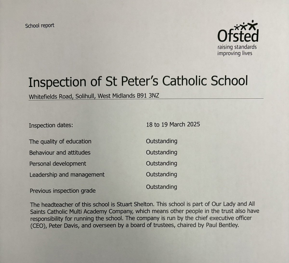 St Peter's Catholic School (@stpeterssch) on Twitter photo The official Ofsted report has been published and St Peter’s Catholic School is OUTSTANDING in all areas. Visit our website to read the full report st-peters.solihull.sch.uk <a href="/OurLadyandAllS1/">Our Lady and All Saints Catholic MAC</a> <a href="/BhamUpdates/">Birmingham Updates</a> <a href="/SolihullUpdates/">Solihull Updates</a> The official Ofsted report has been published and St Peter’s Catholic School is OUTSTANDING in all areas. Visit our website to read the full report st-peters.solihull.sch.uk <a href="/OurLadyandAllS1/">Our Lady and All Saints Catholic MAC</a> <a href="/BhamUpdates/">Birmingham Updates</a> <a href="/SolihullUpdates/">Solihull Updates</a>