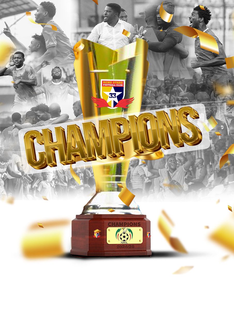Congratulations to everyone at <a href="/RemoStarsSC/">Remo Stars Sports Club</a> for winning the Nigeria Premier Football League

After 25 years the league returns to South west

Everyone at Madiba celebrates you!