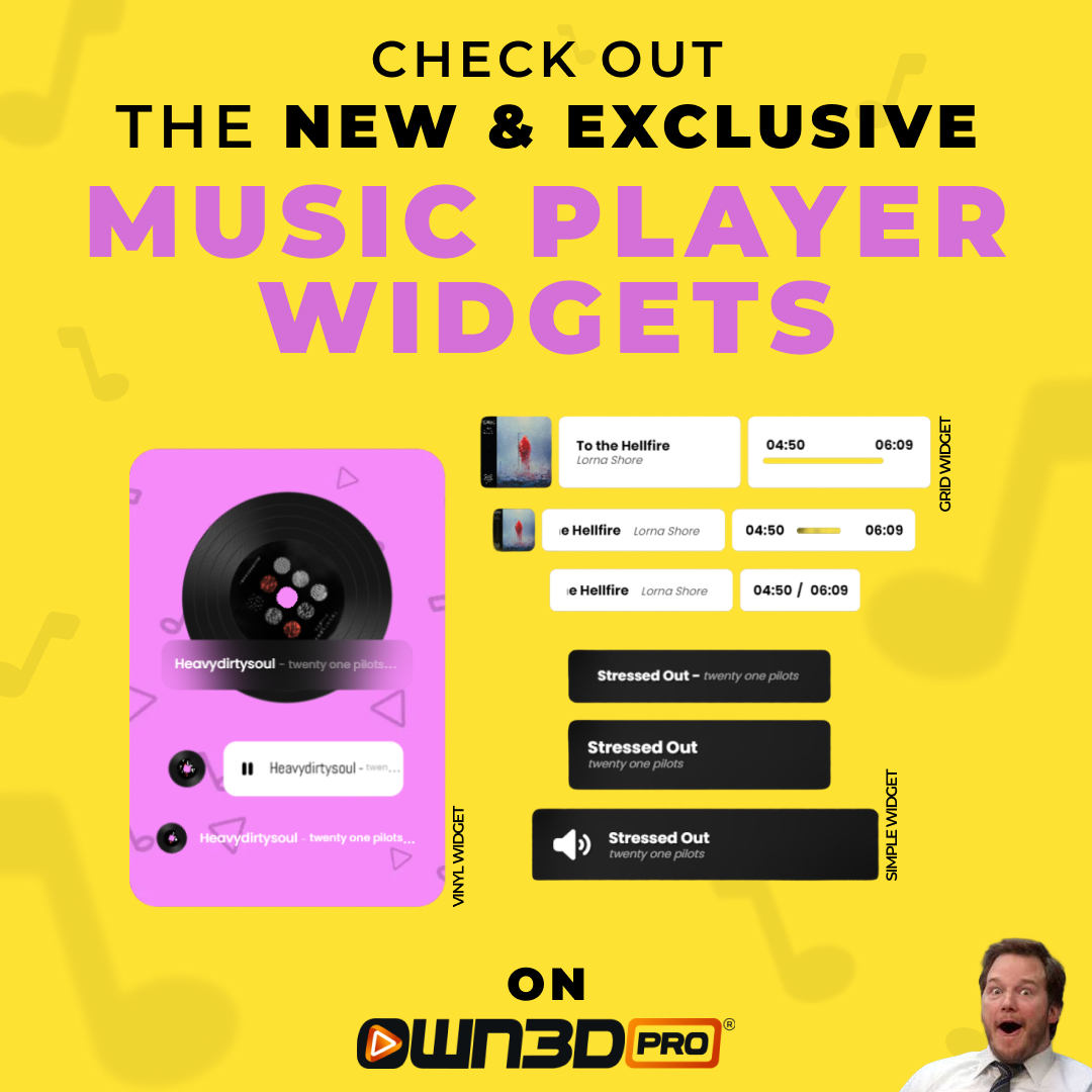 🔥 New Music Widgets just dropped – exclusively for OWN3D Pro subscribers! 🔥
Vinyl, Grid, or Simple? Pick your player and let your stream vibe.

Real-time. Stylish. Ready for Spotify, YouTube &amp; SoundCloud. 🎶

store.own3d.pro/en/category/mu…
