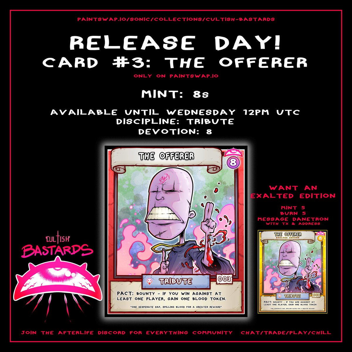 3rd #CultishBastards card is released! available for 2 days.
paintswap.io/sonic/78273

grab your cultists now! $S $SONIC