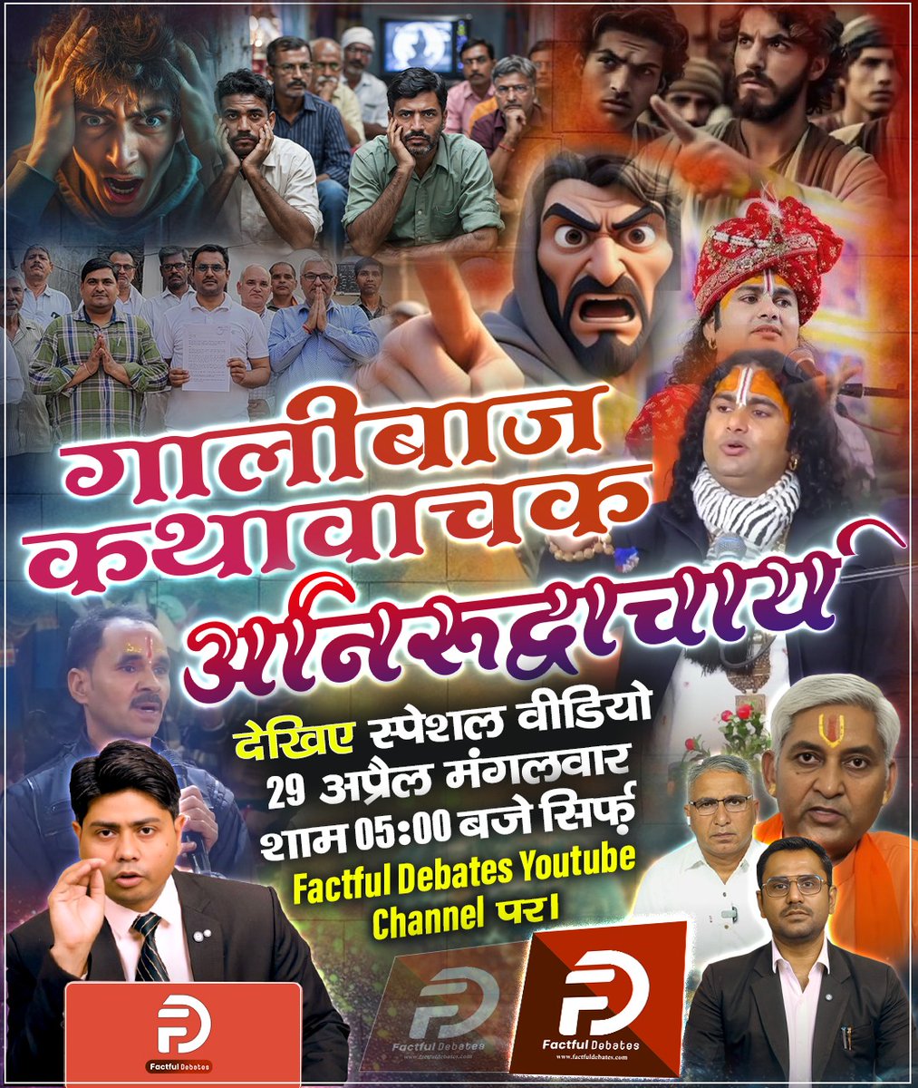 गालीबाज कथावाचक अनिरुद्धाचार्य ll देखिए स्पेशल वीडियो 29 अप्रैल, मंगलवार शाम 05:00 बजे सिर्फ Factful Debates Youtube Channel पर।