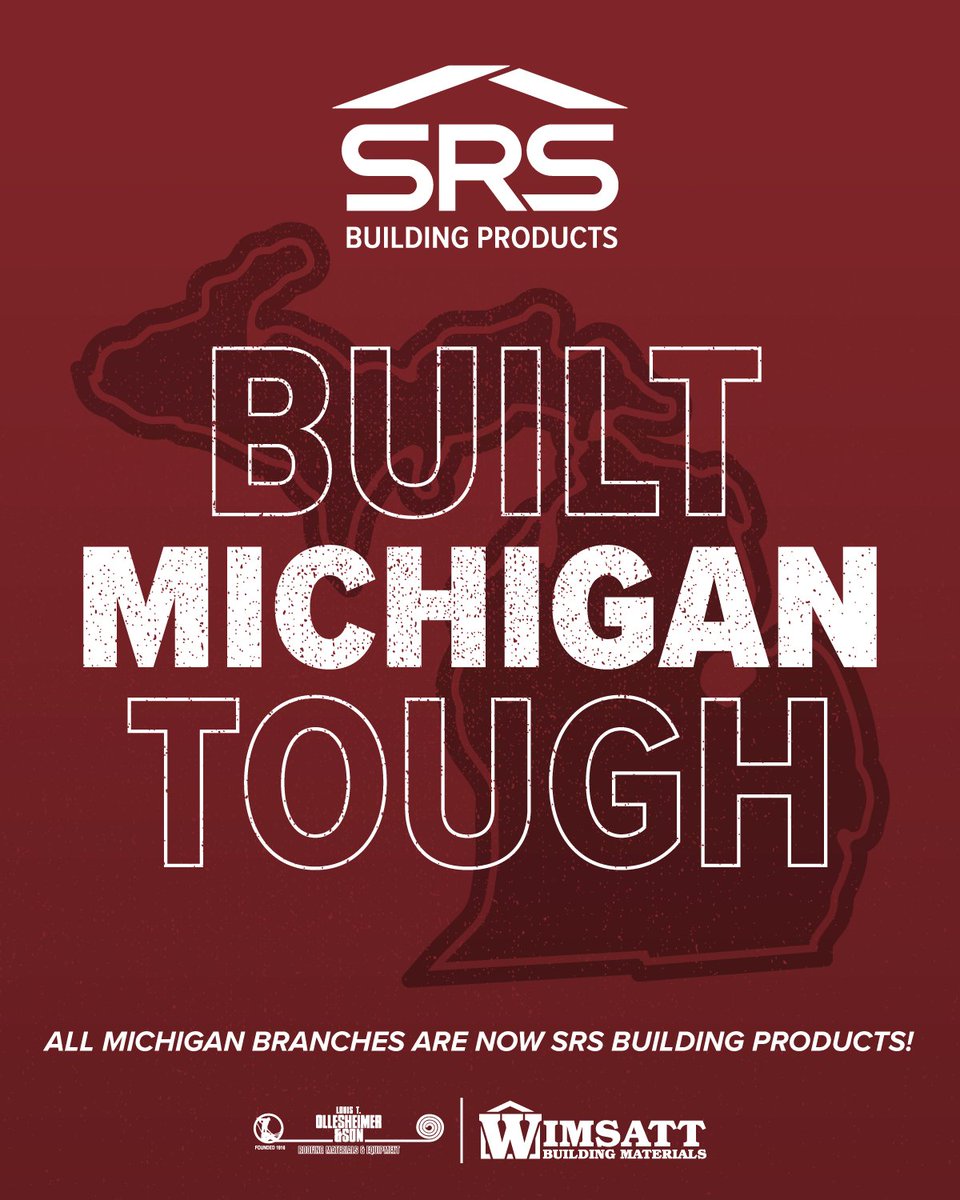 ⚙️ Michigan, our branches in your area are now SRS Building Products!

Our teams, like you, are Built Michigan Tough and are ready to serve. Find everything you need at your local branch!

#SRSDistribution #SRSBuildingProducts #SRSDelivers #Roofing #MIRoofing