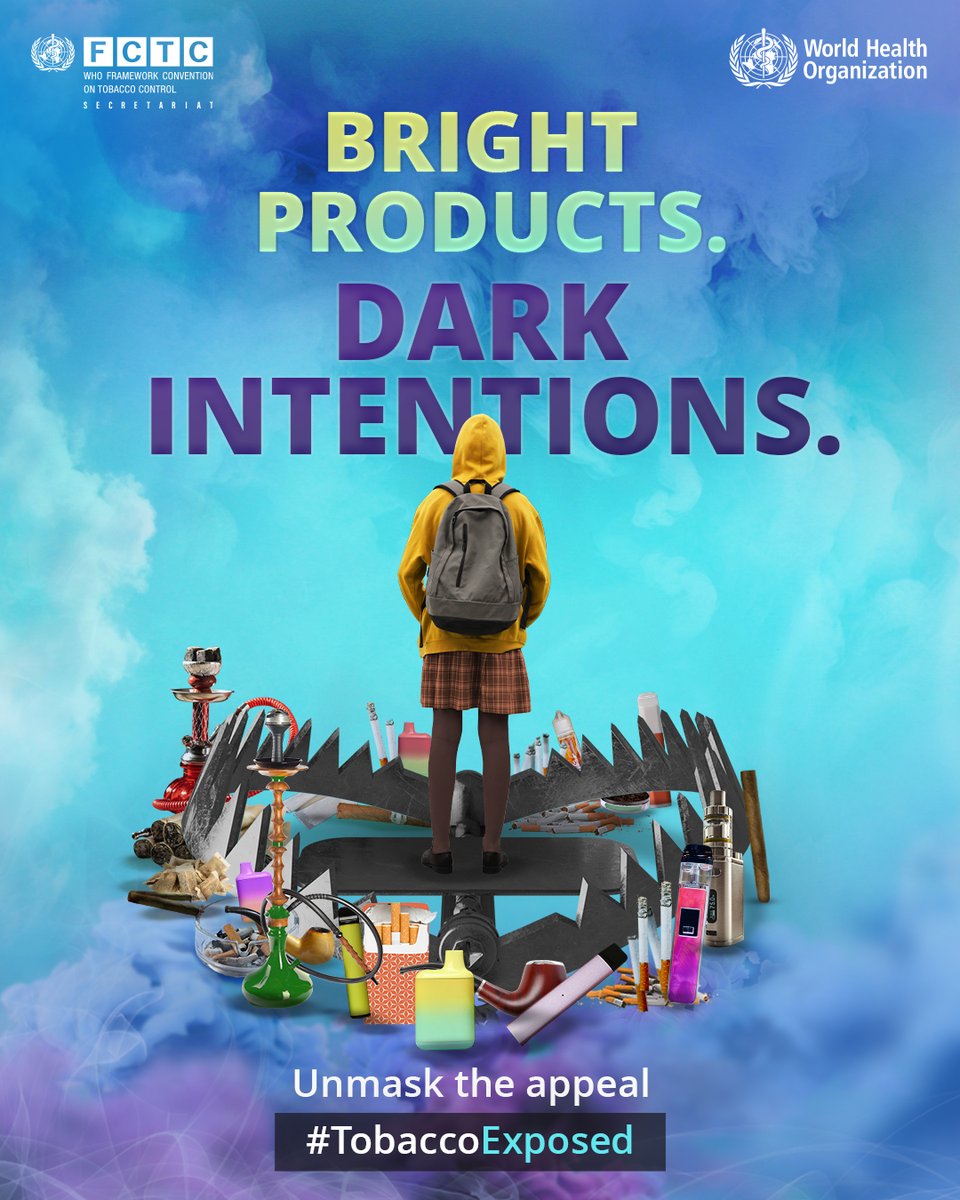 WHO FCTC (@fctcofficial) on Twitter photo World No Tobacco Day 2025 : Bright Products. Dark Intentions. Unmasking the Appeal.
For World No Tobacco Day on May 31st, the <a href="/WHO/">World Health Organization (WHO)</a> highlights the tobacco industry's deceptive practices, which use attractive packaging and marketing strategies to target new and young users. World No Tobacco Day 2025 : Bright Products. Dark Intentions. Unmasking the Appeal.
For World No Tobacco Day on May 31st, the <a href="/WHO/">World Health Organization (WHO)</a> highlights the tobacco industry's deceptive practices, which use attractive packaging and marketing strategies to target new and young users.