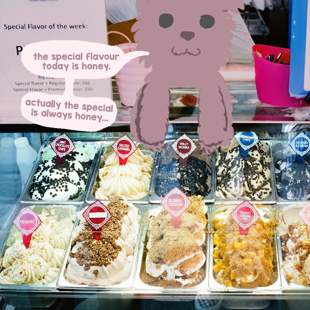 It's 𝗕𝗮𝗿𝗻𝘆𝗮𝗿𝗱 𝗯𝗠𝗼𝗻𝗱𝗮𝘆, which means I get to share some 𝙫𝙚𝙧𝙮 true, 𝙫𝙚𝙧𝙮 authentic facts about animals with you.

True fact: Bear's seasonal ice-cream stand is open for business! Sadly, there's really only one flavour...