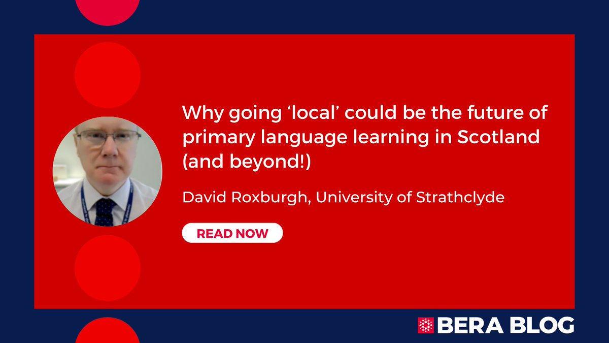 BERA (@beranews) on Twitter photo 📝NEW BLOG POST
Why going ‘local’ could be the future of primary language learning in Scotland (and beyond!)
By David Roxburgh, University of Strathclyde <a href="/StrathEDU/">Strathclyde Institute of Education</a>
Read here: bera.ac.uk/blog/why-going… 📝NEW BLOG POST
Why going ‘local’ could be the future of primary language learning in Scotland (and beyond!)
By David Roxburgh, University of Strathclyde <a href="/StrathEDU/">Strathclyde Institute of Education</a>
Read here: bera.ac.uk/blog/why-going…