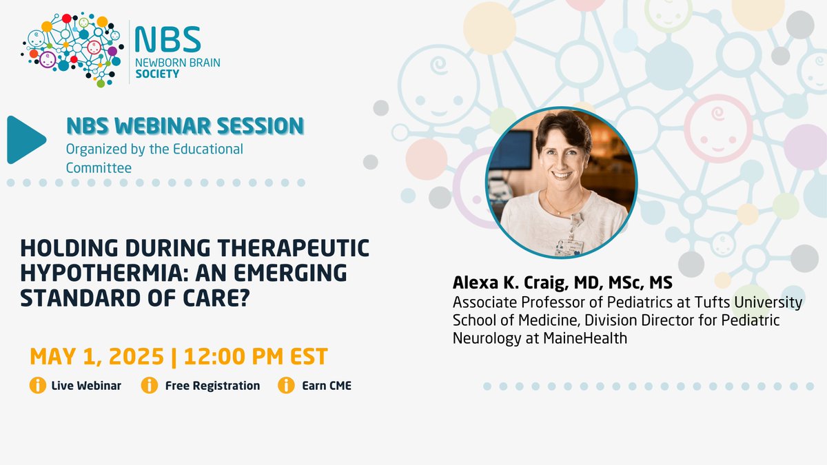 Join us for this week's Educational Webinar with guest speaker, Dr. Alexa K. Craig, on Thursday (5/1) at 12pm EST: "Holding During Therapeutic Hypothermia: An Emerging Standard of Care?"  

Objectives:  
1. To consider the parental experience of hypoxic ischemic encephalopathy
