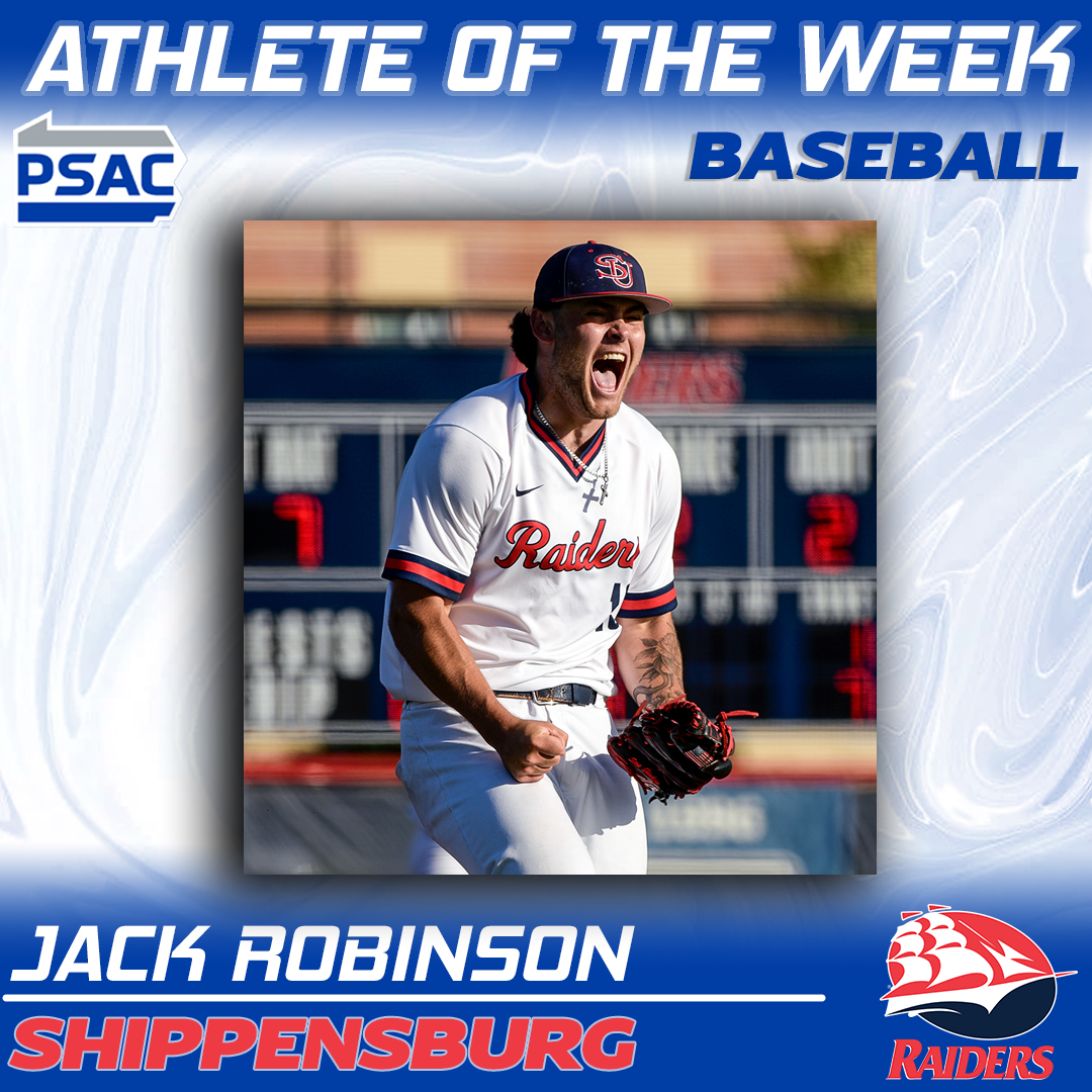 PSAC Sports (@psacsports) on Twitter photo BASEBALL: The #PSACBASE Athletes of the Week!
WEST
Athlete: Wes Parker, <a href="/GUKnights/">Gannon Athletics</a>
Pitcher: Hunter Loomis, <a href="/Rock_Athletics/">Rock Athletics</a>
EAST
Athlete: Jacob Reifer, <a href="/GoBUHuskies/">Bloomsburg Huskies</a>
Pitcher: Jack Robinson, <a href="/ShipURaiders/">Shippensburg University Raiders</a>
Read the full story here: tinyurl.com/23gvktj9
#PSACProud BASEBALL: The #PSACBASE Athletes of the Week!
WEST
Athlete: Wes Parker, <a href="/GUKnights/">Gannon Athletics</a>
Pitcher: Hunter Loomis, <a href="/Rock_Athletics/">Rock Athletics</a>
EAST
Athlete: Jacob Reifer, <a href="/GoBUHuskies/">Bloomsburg Huskies</a>
Pitcher: Jack Robinson, <a href="/ShipURaiders/">Shippensburg University Raiders</a>
Read the full story here: tinyurl.com/23gvktj9
#PSACProud