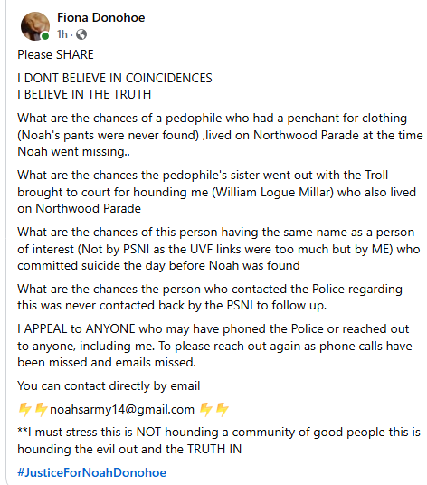 j_oconnor37's tweet photo. #JusticeForNoahDonohoe
Appeal from Fiona Donohoe @FIONADONOHOE2 https://t.co/tShue6SXoN