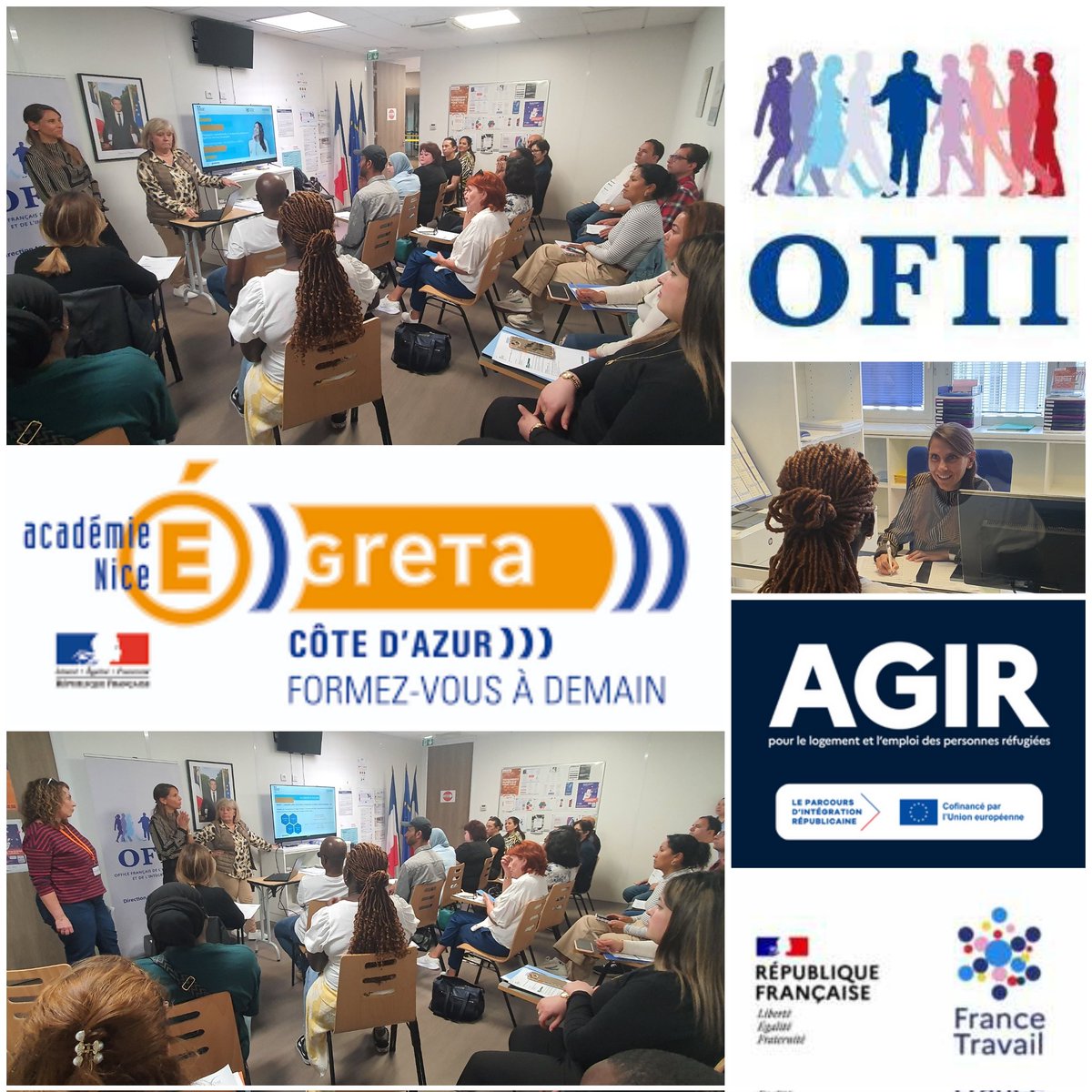 INTÉGRATION - MÉTIER EN TENSION
Aujourd'hui à <a href="/OFII_Nice/">OFII NICE</a> c'est info collective animée par <a href="/GRETACotedazur/">GRETA Côte d'Azur</a> pour tout savoir sur
la formation gratuite et rémunérée "Agent de Service Hospitalier". Intéressés les signataires du contrat d'Intégration Républicaine sont venus en force !