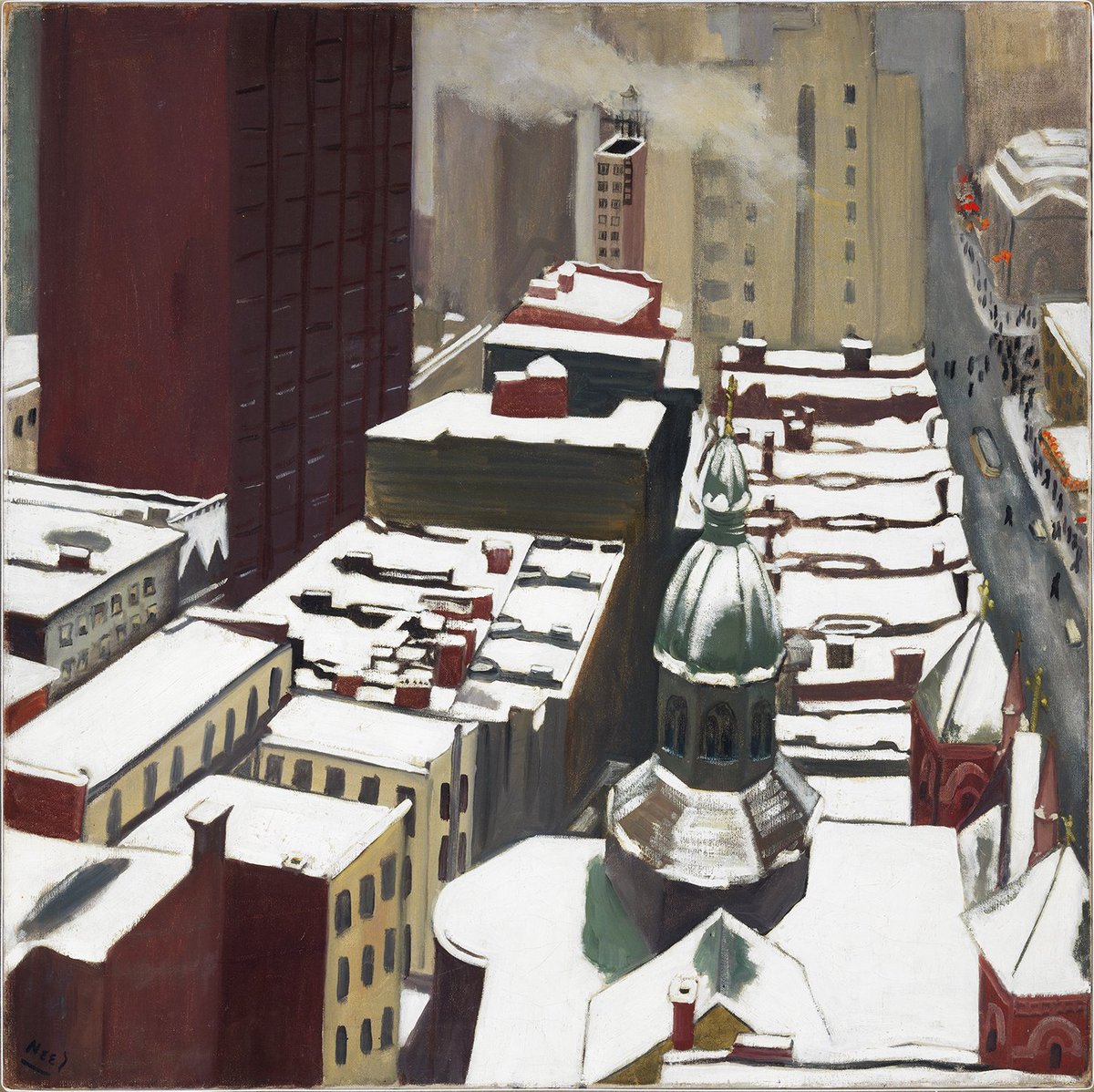 Bígí linn i Seomra 4 ag 1.15 i.n. amárach le haghaidh cainte pearsanta saor in aisce ag féachaint ar Cityscape, le Alice Neel.

Join us at 1.15pm tomorrow in Room 4 for a free talk about Alice Neel's Cityscape.

🖼️Alice Neel (1900-1984), Cityscape, 1934. © The artist's estate.