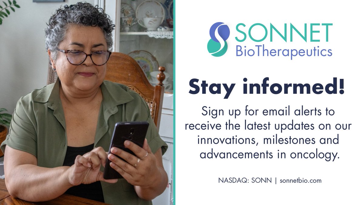 SonnetBio's tweet image. 📩 Stay informed with Sonnet BioTherapeutics! Sign up for email alerts to receive the latest updates on our innovations, milestones and advancements in oncology.

Subscribe now: bit.ly/4cOlI3c 
$SONN #Oncology #SolidTumors