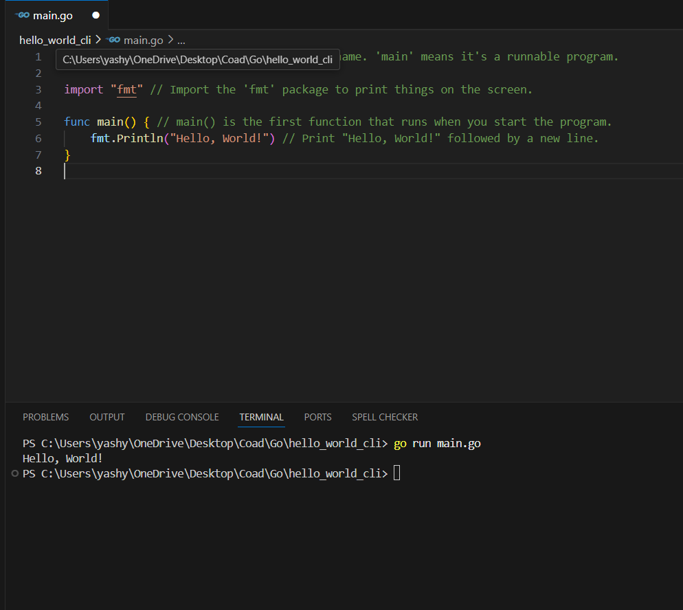 Yashavanth_kk's tweet image. 🚀 Just wrote my first Go (Golang) program! 🎉 A simple &quot;Hello World&quot; CLI app to kick off my journey with Go. Excited to dive deeper into its features and build more complex projects! 💻 #GoLang #FirstGoProgram #LearningGo #CodingJourney
