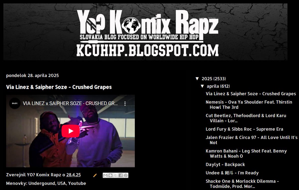 New Video
Via Linez &amp; Saipher Soze - Crushed Grapes kcuhhp.blogspot.com/2025/04/via-li…