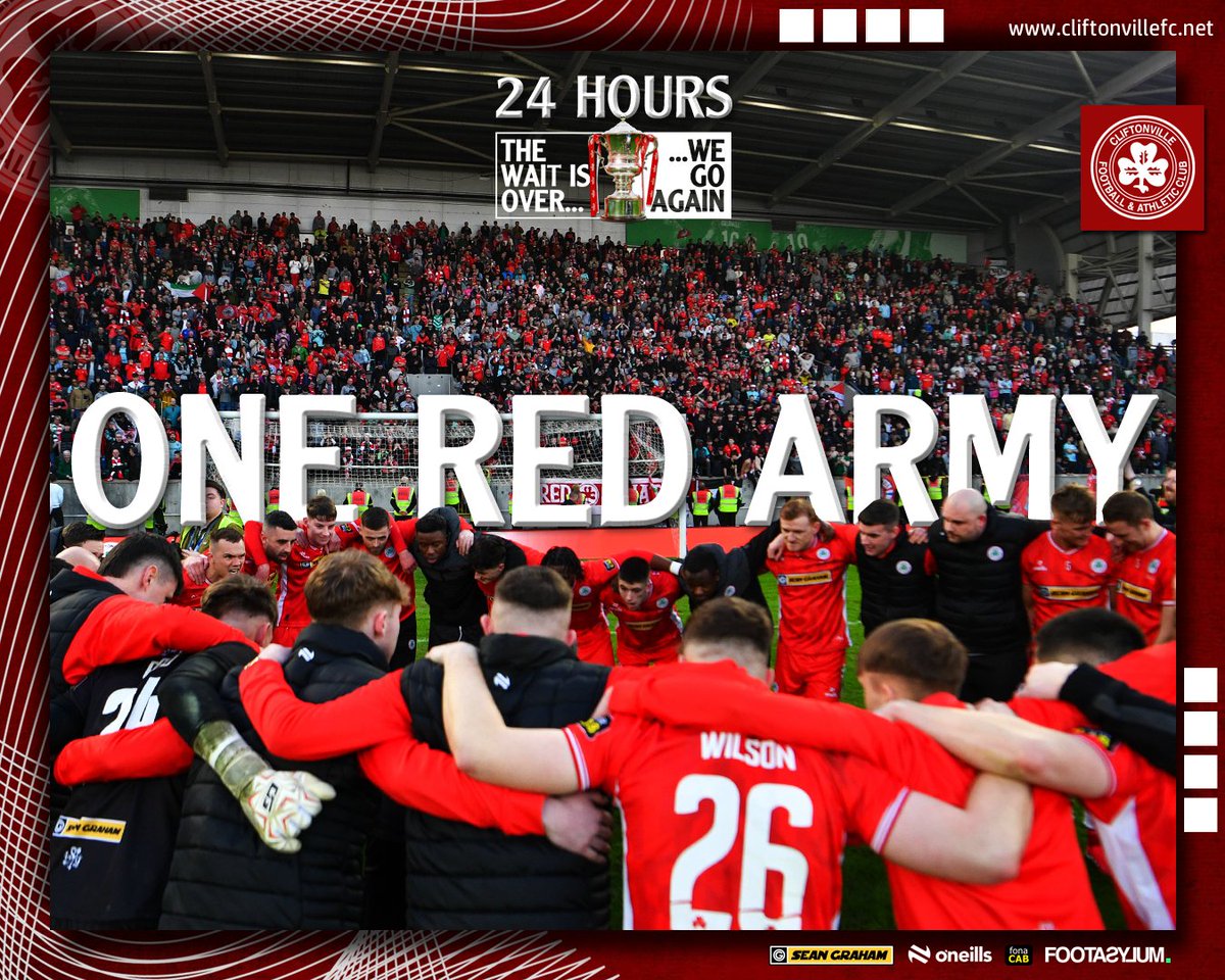cliftonvillefc's tweet image. ☘️ This time tomorrow, we'll be getting under way.

No matter where in the world you're watching from, whether at the game or tuning in from home, be loud, proud and passionate in your support of the team. One Red Army. Together.