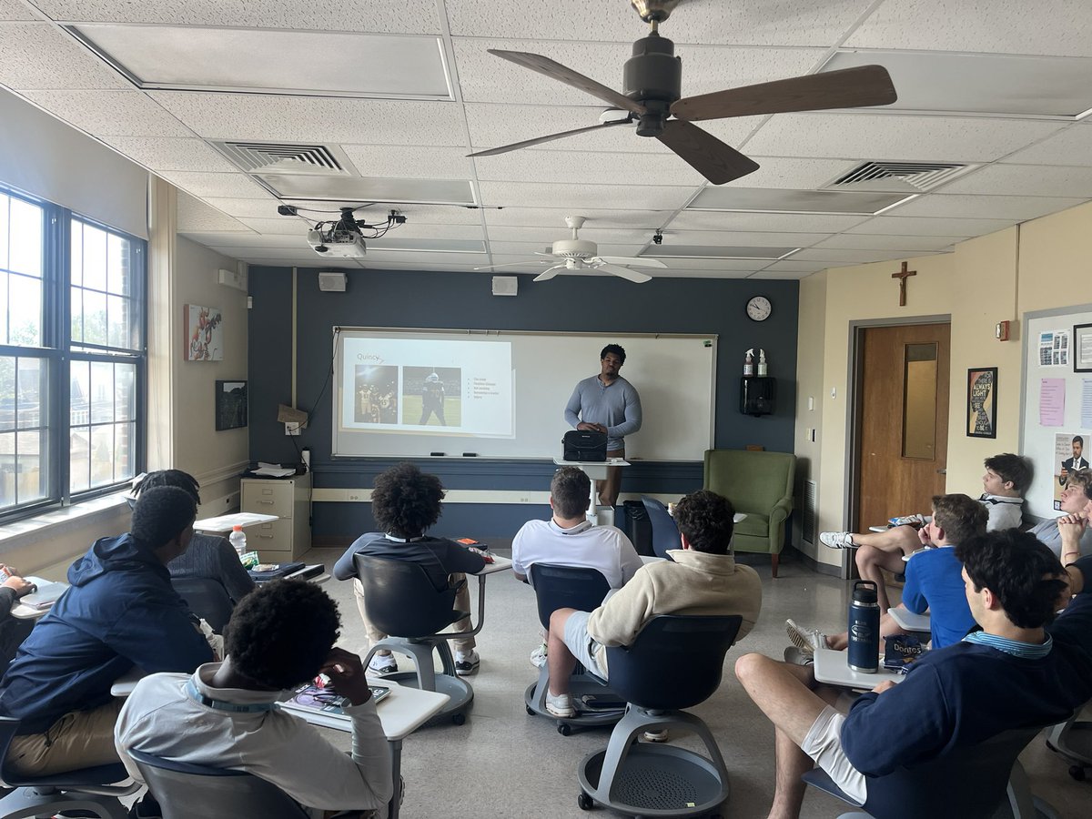 Leadership council #4: WILLPOWER. Thank you to Assistant Head Coach Darren Evans and BJ Wilson'17 (and new C team head coach!) for coming to talk to our guys about this crucial core tenant. One more Leadership Council (and core tenant) to go until summer camp! #USWAG
