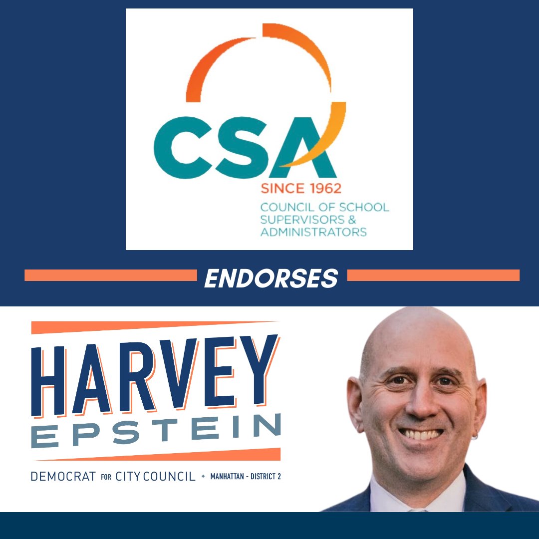 The Council of School Supervisors and Administrators represents thousands of principals, assistant principals, supervisors, and education administrators across the NYC public school system, and I am proud to have earned their endorsement in the Council District 2 race! <a href="/FollowCSA/">CSA</a>
