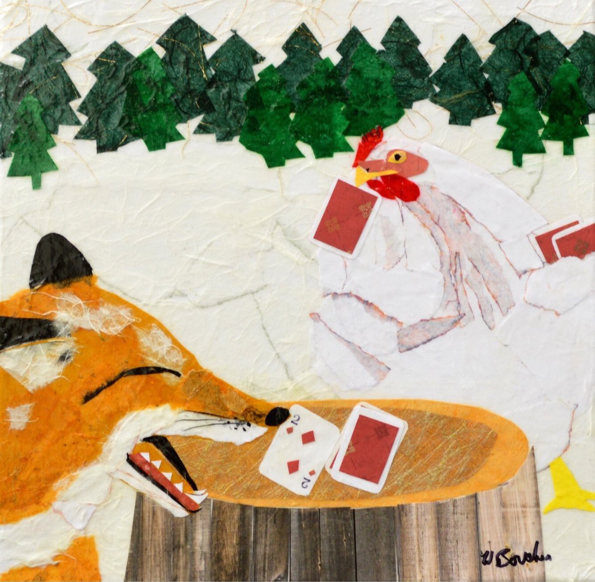 To make sure I have what I need to make and ship my art this year, I had to order a bunch of supplies and frames in advance that I can hardly afford. I effin hate this stupid tariff war. Support your artist friends! This collage is called, Go Fish. 

wendyboucherstudio.etsy.com/listing/751213…