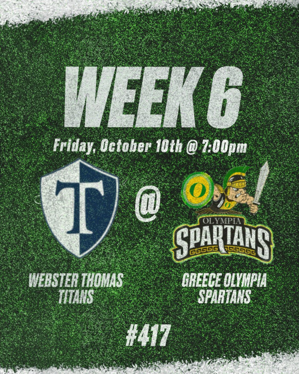 Week 6 Schedule Reveal‼️🏈‼️ @ Greece Olympia, Friday, October 10th @ 7:00pm💥💯‼️