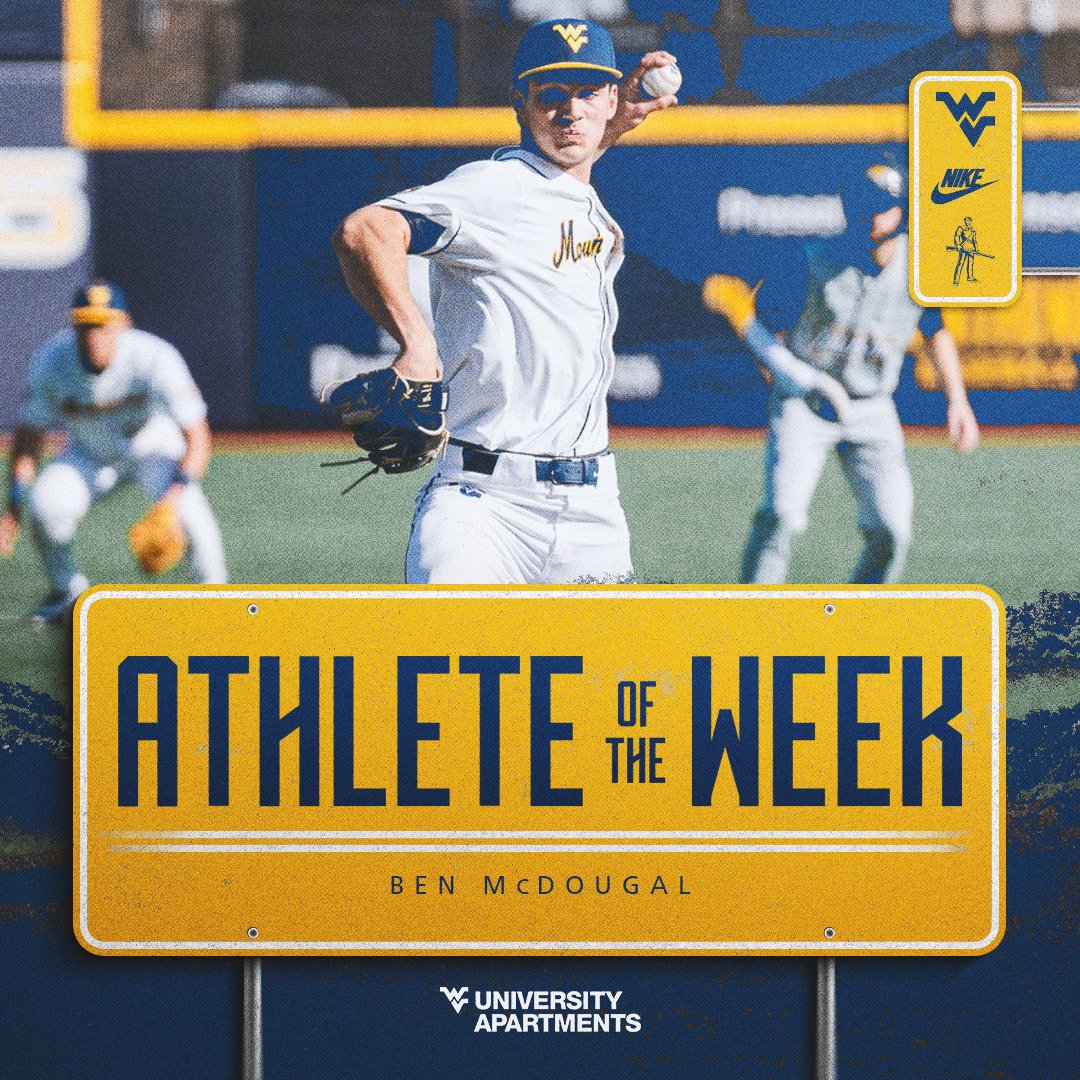 WVU Sports (@wvusports) on Twitter photo ⚾️⭐️ <a href="/WvuApartments/">WVU University Apartments</a> Student-Athlete of the Week: Ben McDougal
Tossed 5.0 scoreless innings in two appearances for <a href="/WVUBaseball/">WVU Baseball</a> 👏
#HailWV ⚾️⭐️ <a href="/WvuApartments/">WVU University Apartments</a> Student-Athlete of the Week: Ben McDougal
Tossed 5.0 scoreless innings in two appearances for <a href="/WVUBaseball/">WVU Baseball</a> 👏
#HailWV