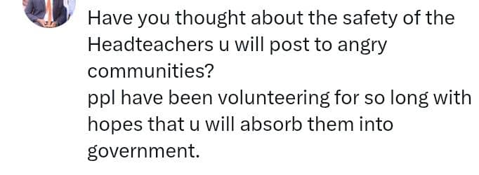 Organisation for Transparency Advocacy (@oftauganda) on Twitter photo We implore security agencies to take keen interest in threats issued by disgruntled individuals against the cadres recruited by government following standard procedure <a href="/ps_lukwago/">Dr. Asuman Lukwago</a> <a href="/Educ_SportsUg/">Ministry of Education and Sports - Uganda</a> <a href="/JanetMuseveni/">Janet K Museveni</a> <a href="/KagutaMuseveni/">Yoweri K Museveni</a> <a href="/Tom_Magambo/">AIGP Tom Magambo Rwabudongo</a> <a href="/PoliceUg/">Uganda Police Force</a> <a href="/Lukowoyesigyire/">Owoyesigyire</a> <a href="/job_matua/">Matua Job Richard, MJR</a> We implore security agencies to take keen interest in threats issued by disgruntled individuals against the cadres recruited by government following standard procedure <a href="/ps_lukwago/">Dr. Asuman Lukwago</a> <a href="/Educ_SportsUg/">Ministry of Education and Sports - Uganda</a> <a href="/JanetMuseveni/">Janet K Museveni</a> <a href="/KagutaMuseveni/">Yoweri K Museveni</a> <a href="/Tom_Magambo/">AIGP Tom Magambo Rwabudongo</a> <a href="/PoliceUg/">Uganda Police Force</a> <a href="/Lukowoyesigyire/">Owoyesigyire</a> <a href="/job_matua/">Matua Job Richard, MJR</a>