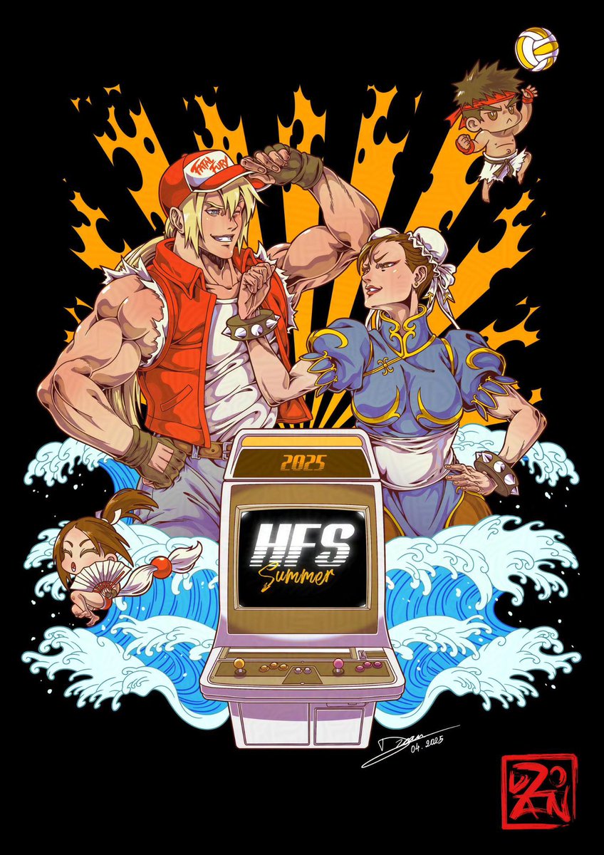 DzoHo's tweet photo. J’ai eu le plaisir de travailler avec l’équipe @HFSplay pour leur merch’ du #HFSSummer 2025! On a fait un vrai speedrun du design mais je suis très content du résultat! https://t.co/Th0alQ9xZ7