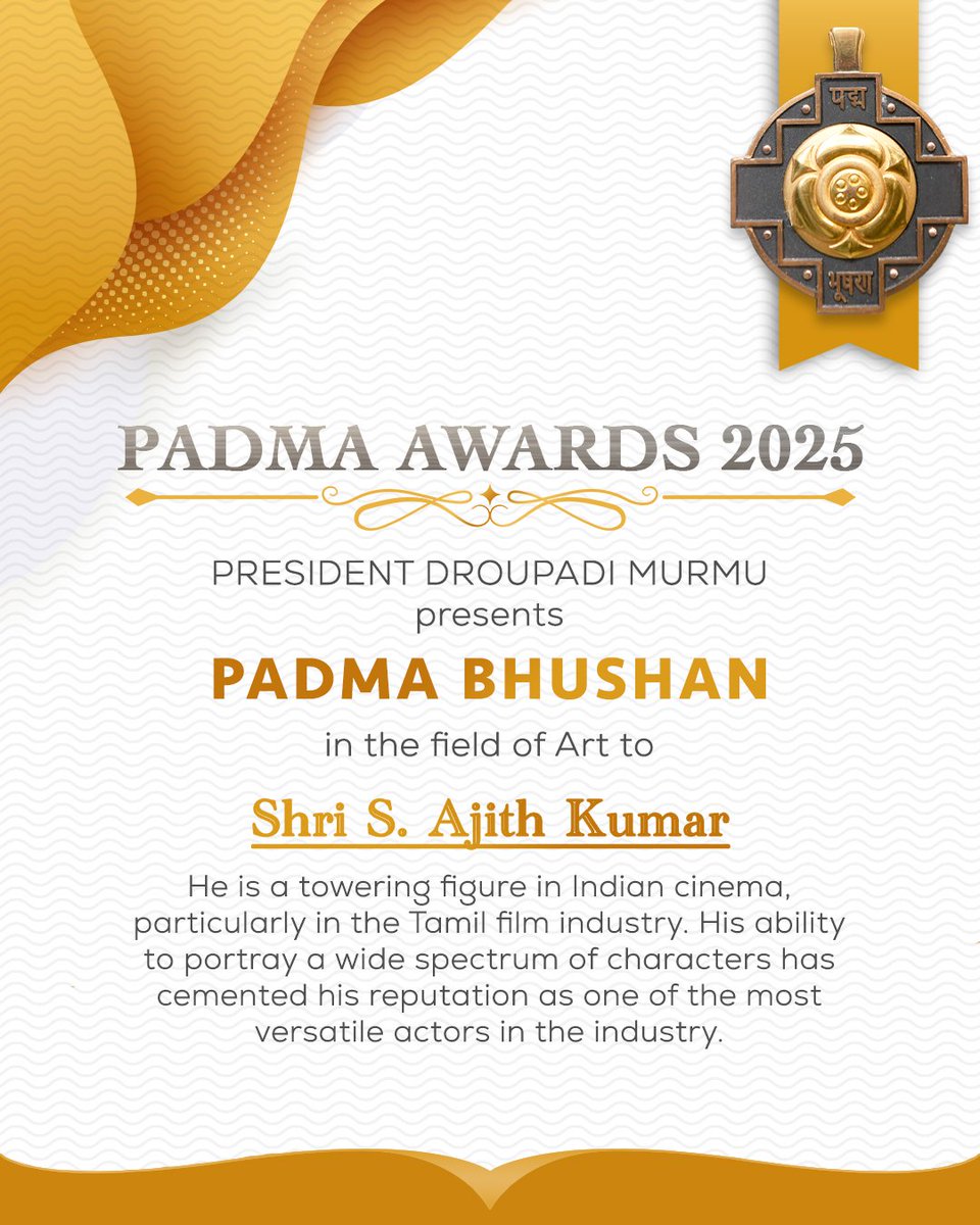 TeamTAK_'s tweet photo. Heartful Congratulations #Ajithkumar Anna 🥇💛

#TNPrideAjithKumar
#PadmabhushanAjithKumar https://t.co/MExTBnQOen