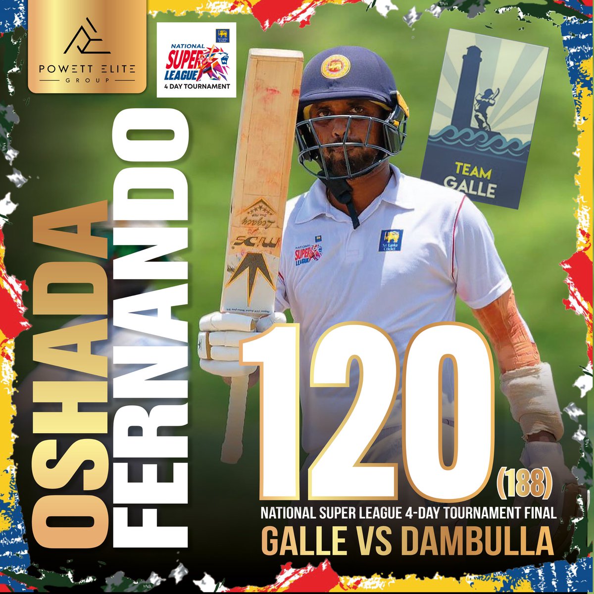 Powett_Elite's tweet image. What a brilliant century from Oshada Fernando 💯 🙌

A crucial knock for Galle CC as they chase glory in the National Super League 4-Day Final.

Top work, Oshada!

#OshadaFernando #NSLFinal #SriLankaCricket #Cricket #CricketNews