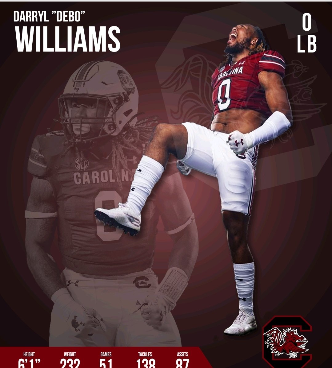 #Steelers invite South Carolina <a href="/GamecockFB/">South Carolina Football</a> linebacker Debo Williams to rookie minicamp