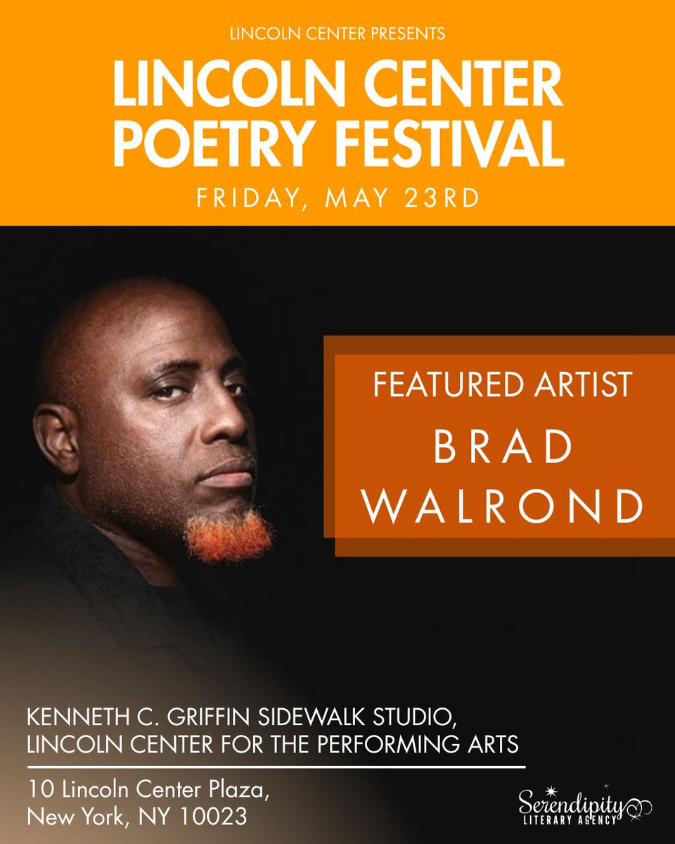 #SerendipityLit author <a href="/bradwalrond/">Brad Walrond</a> will be one of the featured artists at the s3: Lincoln Center Poetry Festival on Friday, May 23rd!

Tickets are available on a choose-what-you-pay basis. Order them here: lincolncenter.org/series/lincoln…