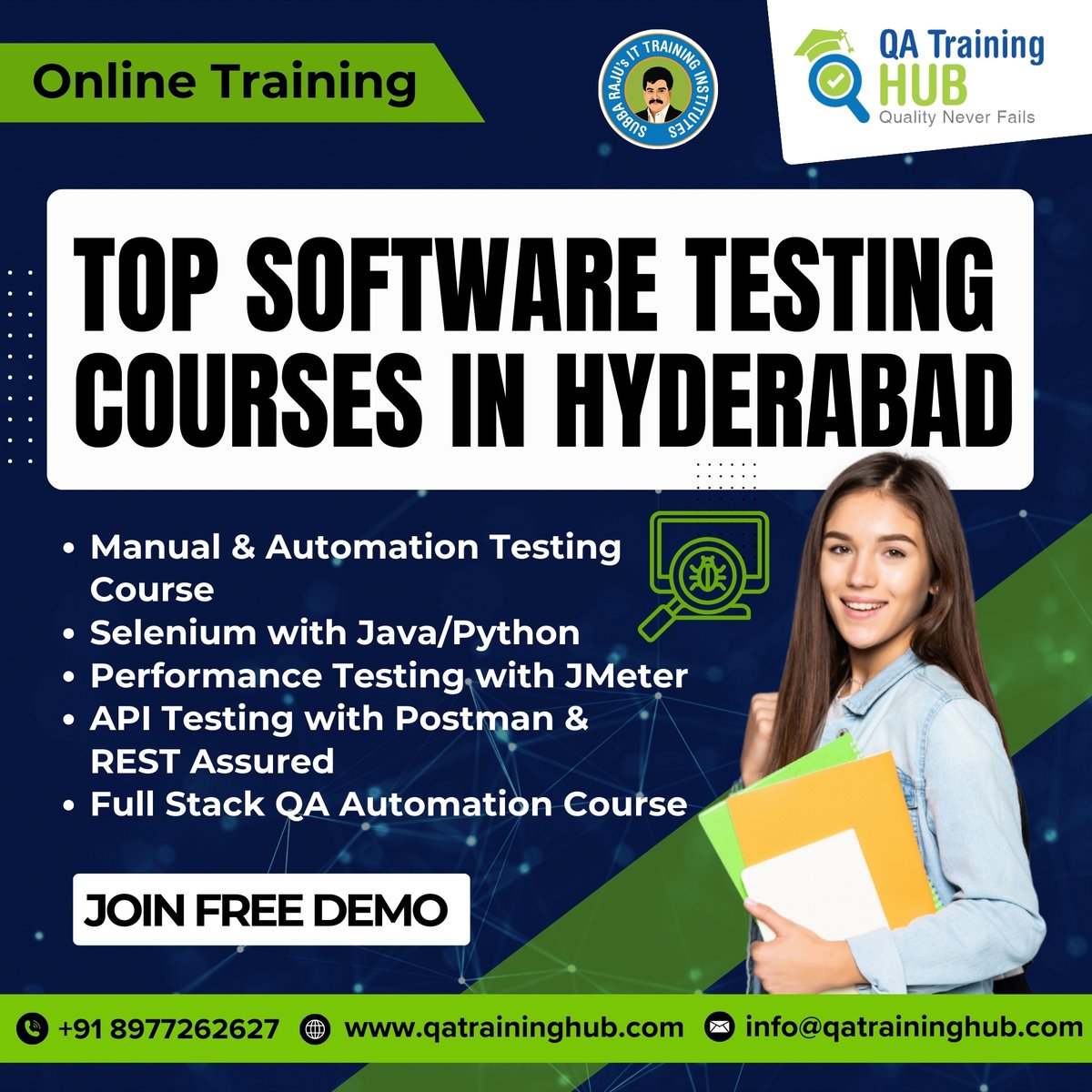QATrainingHub's tweet photo. ๐ Ready to Launch Your Career in Software Testing?
Join the Top Software Testing Courses in Hyderabad with QA Training Hub! ๐ฅ๏ธ
๐ Call: +91 8977262627
๐ Visit: https://t.co/CUGinqPpnq
#SoftwareTestingCourses #TestingTraining #QAEngineer #AutomationTesting #ManualTesting https://t.co/ZHIDL6eVZi