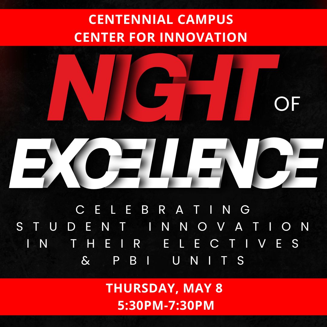 Centennial Campus Center for Innovation Magnet MS (@ccmmsredwolves) on Twitter photo Join us 5:30PM-7:30PM next Thursday, 5/8 for Night of eXcellence! Not on will you get to see the innovative work our students tackled in electives, you'll also get to learn more about the inquiry projects they've completed in their PBI units! <a href="/MHimes_NCSU/">Marie Himes</a> <a href="/Drinkofwalter/">Amy Walter</a> Join us 5:30PM-7:30PM next Thursday, 5/8 for Night of eXcellence! Not on will you get to see the innovative work our students tackled in electives, you'll also get to learn more about the inquiry projects they've completed in their PBI units! <a href="/MHimes_NCSU/">Marie Himes</a> <a href="/Drinkofwalter/">Amy Walter</a>