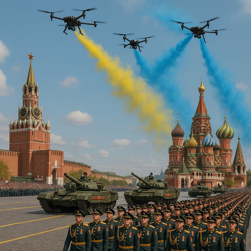I would like to see some Ukrainian drones over the Russian victory parade with blue and yellow smoke to show what Ukraine would be capable of.
