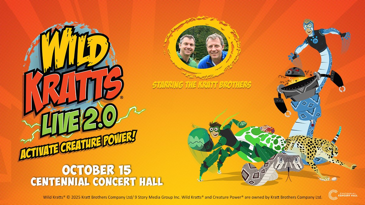 Just Announced 📷 Wild Kratts Live 2.0 - Activate Creature Power! October 15 in Winnipeg at Centennial Concert Hall. Info and tickets at centennialconcerthall.com.