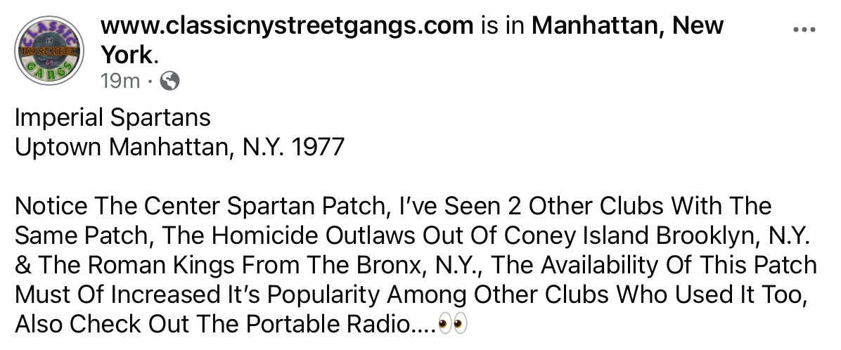 kingklast's tweet photo. Imperial Spartans
Uptown Manhattan, N.Y. 1977

#IMPERIALSPARTANS
#MANHATTAN
#NY
#CLASSICNYSTREETGANGS
#KINGKLASTARCHIVES
#KINGKLAST https://t.co/cHx0N32jzd
