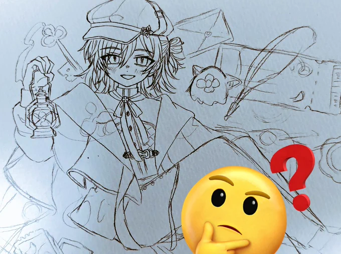 線画をミスって描き直してるんだけどなんか、色々増えて完成するか不安になってきた 