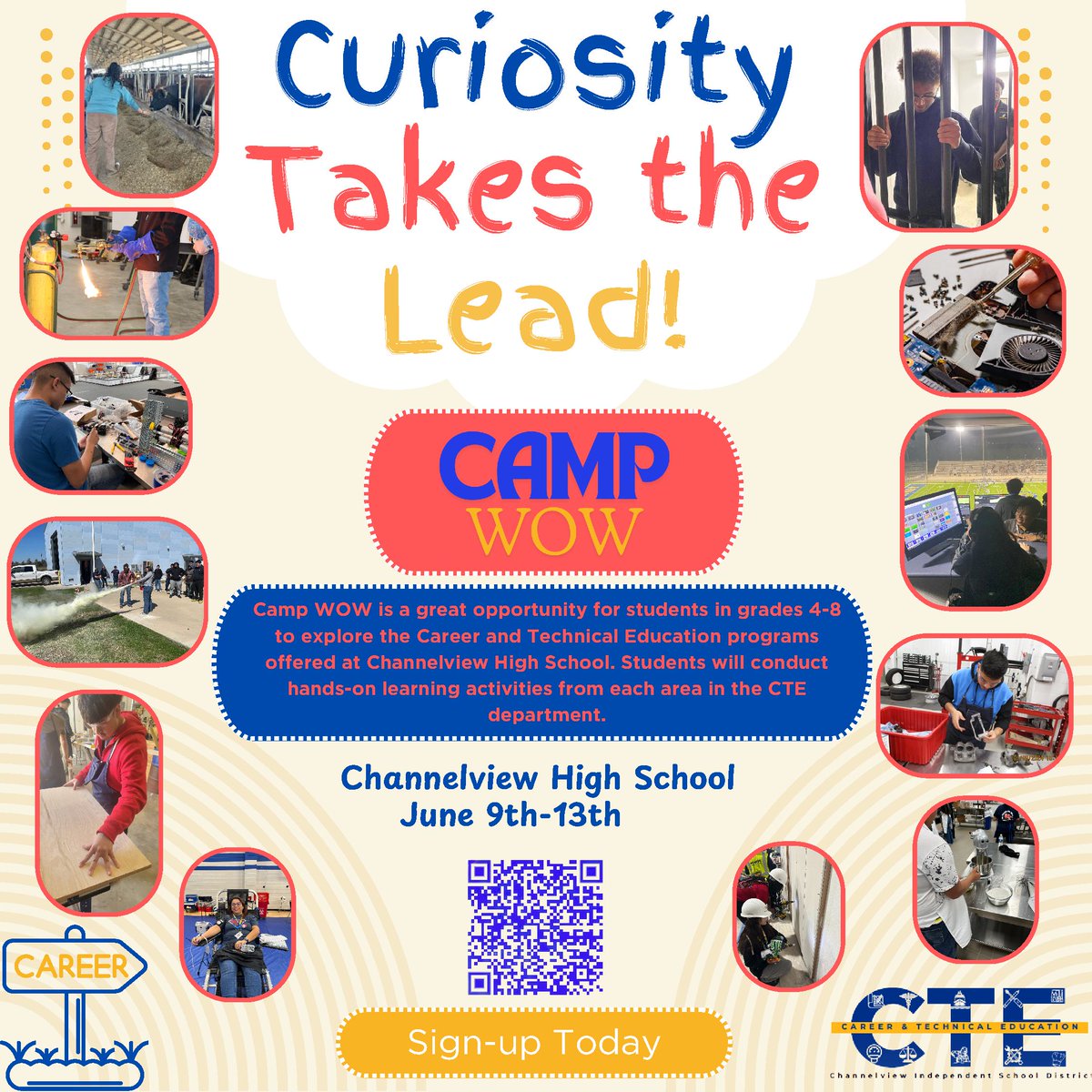 Channelview Independent School District (@channelviewisd) on Twitter photo Get Ready for the Ultimate Summer Adventure at Camp WOW!
Calling all incomingĀ 4thā8th gradersĀ ā this is the camp you donāt want to miss! AtĀ Camp WOW.<a href="/CTE_WBL_CISD/">CTE_ChannelviewISD</a>
šļøJune 9thā13th
šCHS (Channelview High School) Get Ready for the Ultimate Summer Adventure at Camp WOW!
Calling all incomingĀ 4thā8th gradersĀ ā this is the camp you donāt want to miss! AtĀ Camp WOW.<a href="/CTE_WBL_CISD/">CTE_ChannelviewISD</a>
šļøJune 9thā13th
šCHS (Channelview High School)