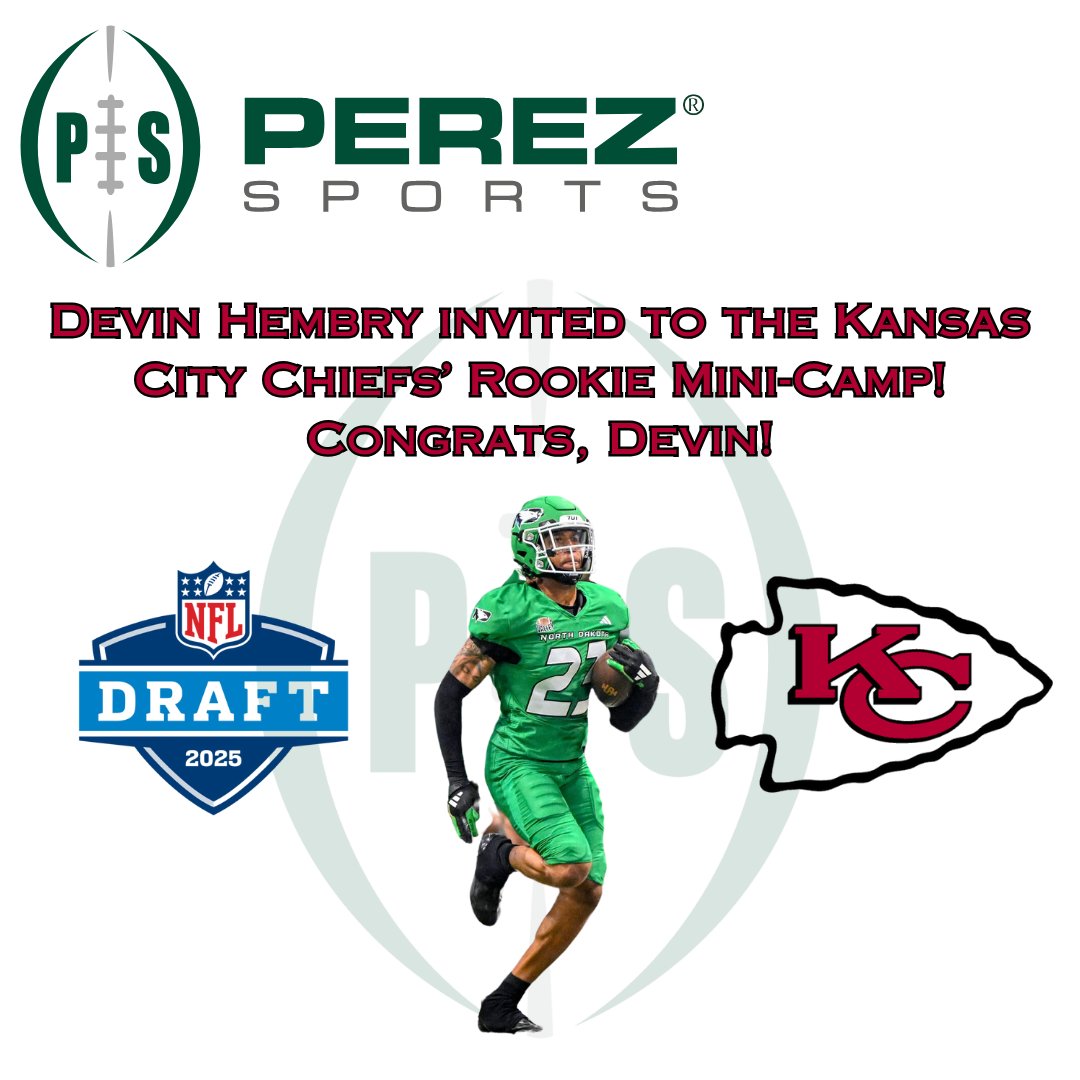 Perez Sports Associates, LLC. (@perezsports) on Twitter photo Congrats to our client, Devin Hembry, on his invite to the Kansas City Chiefs' Rookie Mini-Camp! <a href="/KingHembry/">Devin Hembryโข๏ธยฐ</a> <a href="/PerezSportsJP/">John Perez</a> <a href="/UNDsports/">NorthDakotaAthletics</a> Congrats to our client, Devin Hembry, on his invite to the Kansas City Chiefs' Rookie Mini-Camp! <a href="/KingHembry/">Devin Hembryโข๏ธยฐ</a> <a href="/PerezSportsJP/">John Perez</a> <a href="/UNDsports/">NorthDakotaAthletics</a>