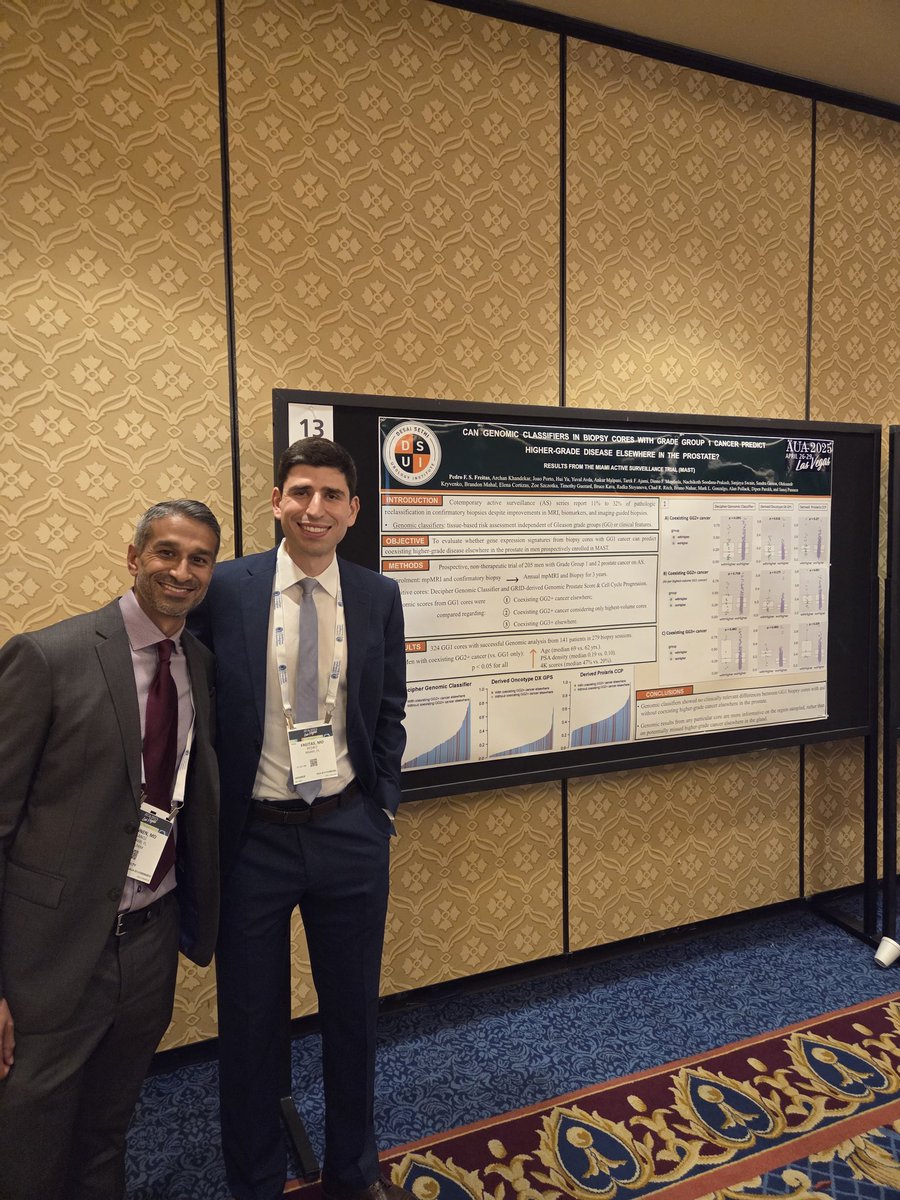 Pedro F. S. Freitas, MD (@freitas_pedrofs) on Twitter photo #AUA2025 Excited to have presented on genomic data gathered for 10yrs. in the Miami Active Surveillance Trial (MAST) ran by <a href="/sanojpunnen/">sanoj punnen</a> at <a href="/dsui_miami_uro/">Desai Sethi Urology Institute</a>.
⚠️ GG1 cancer foci are independent - genomic scores do not predict higher-grade disease elsewhere in the prostate! #AUA2025 Excited to have presented on genomic data gathered for 10yrs. in the Miami Active Surveillance Trial (MAST) ran by <a href="/sanojpunnen/">sanoj punnen</a> at <a href="/dsui_miami_uro/">Desai Sethi Urology Institute</a>.
⚠️ GG1 cancer foci are independent - genomic scores do not predict higher-grade disease elsewhere in the prostate!