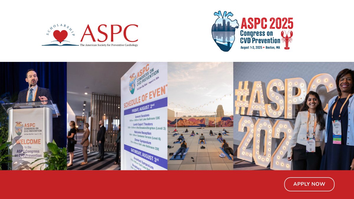 ASPC (@aspcardio) on Twitter photo Future leaders in #preventivecardiology—this is for you! Apply for the ASPC Scholarship and join us at #ASPC2025 in Boston! 🫀
✅ Free Congress registration
✅ $750 travel support
✅ Year-long mentorship
📅 Apply by May 15!
🔗 ow.ly/FH7P50VJ24u |
📩 smanthos@aspconline.org Future leaders in #preventivecardiology—this is for you! Apply for the ASPC Scholarship and join us at #ASPC2025 in Boston! 🫀
✅ Free Congress registration
✅ $750 travel support
✅ Year-long mentorship
📅 Apply by May 15!
🔗 ow.ly/FH7P50VJ24u |
📩 smanthos@aspconline.org