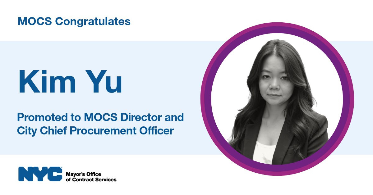 We’re pleased to share that Mayor Eric Adams has appointed Kim Yu as the new Director of the Mayor’s Office of Contract Services (MOCS). Please join us in congratulating Kim L. Yu on this important new chapter! nyc.gov/office-of-the-…