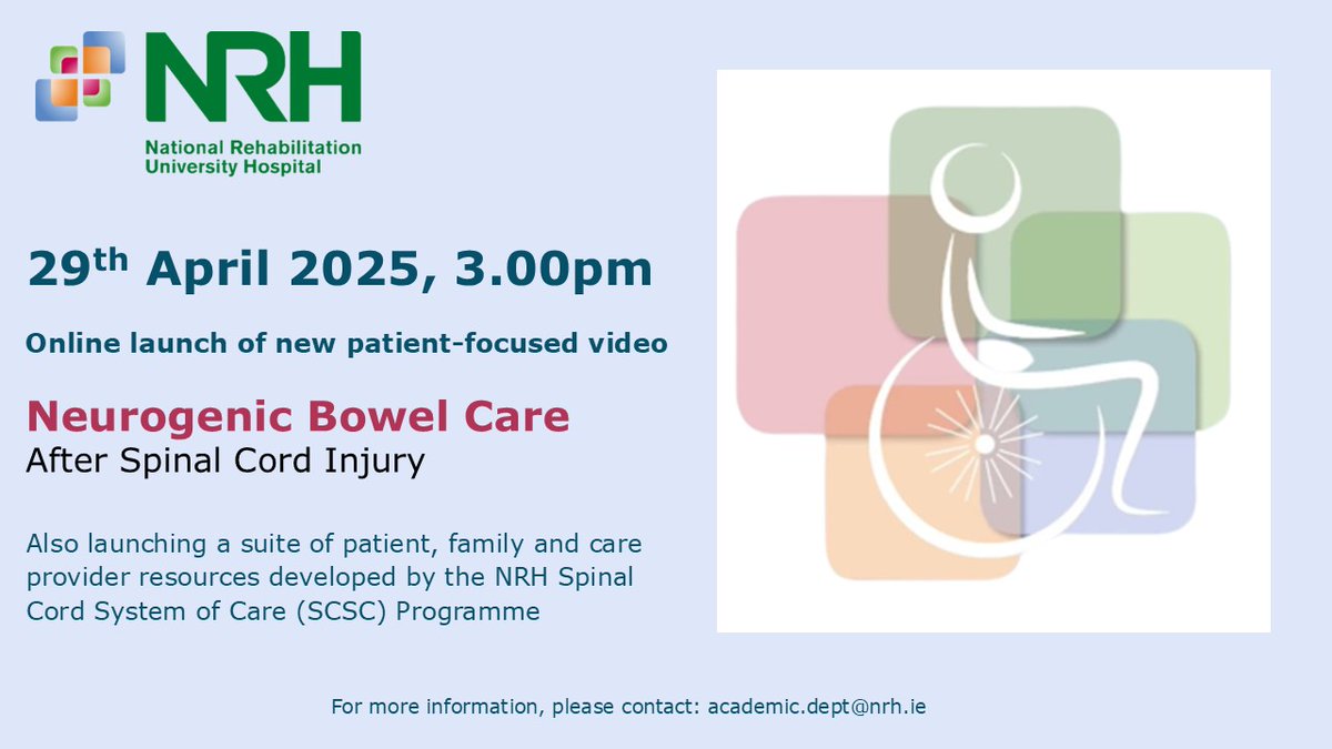 Launch of new patient-focused Neurogenic Bowel Care Video, Tuesday 29th at 3pm. For online link, see nrh.ie/launch-of-nbd-…