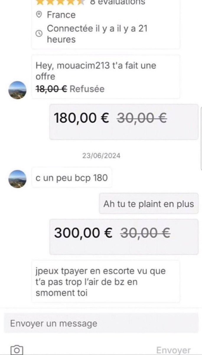 yuri_fcb31's tweet image. [THREAD] 

Les messages les plus drôles de vinted.