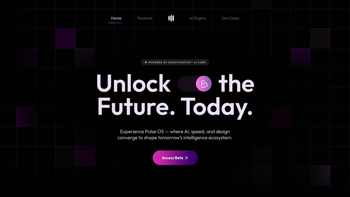 DesignWondercat's tweet image. Clean, minimal hero section design inspiration for an AI product. 

Black and purple combo never fails. 🖤💜  

Follow for more design updates!
