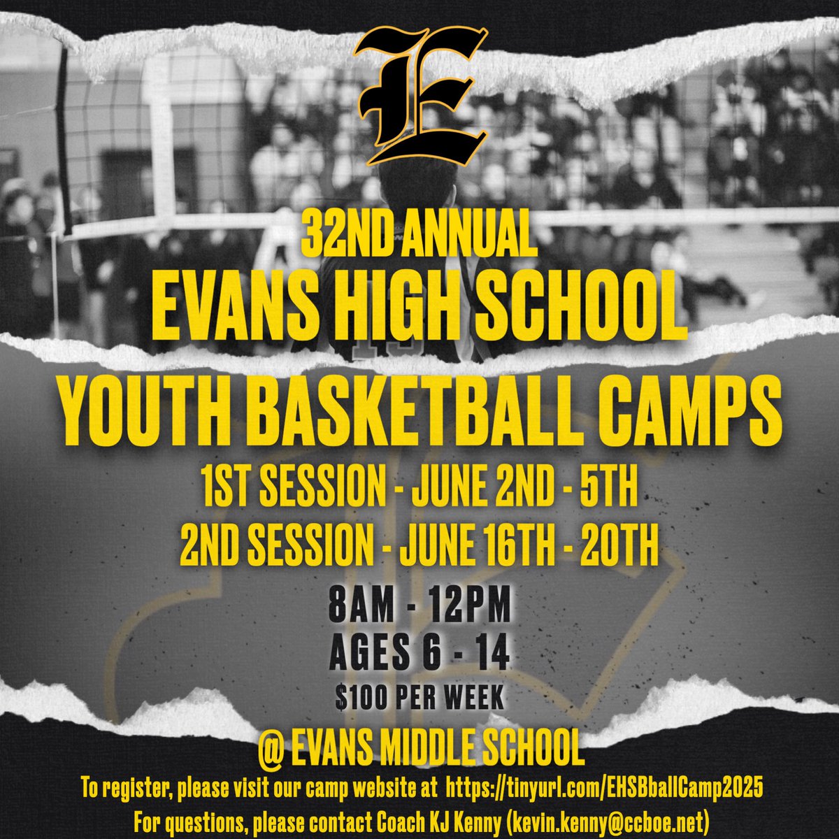 Evans High School’s 32nd Annual Youth Basketball Camp Sign-Up is now OPEN!
To Register Visit: tinyurl.com/EHSBballCamp20…
