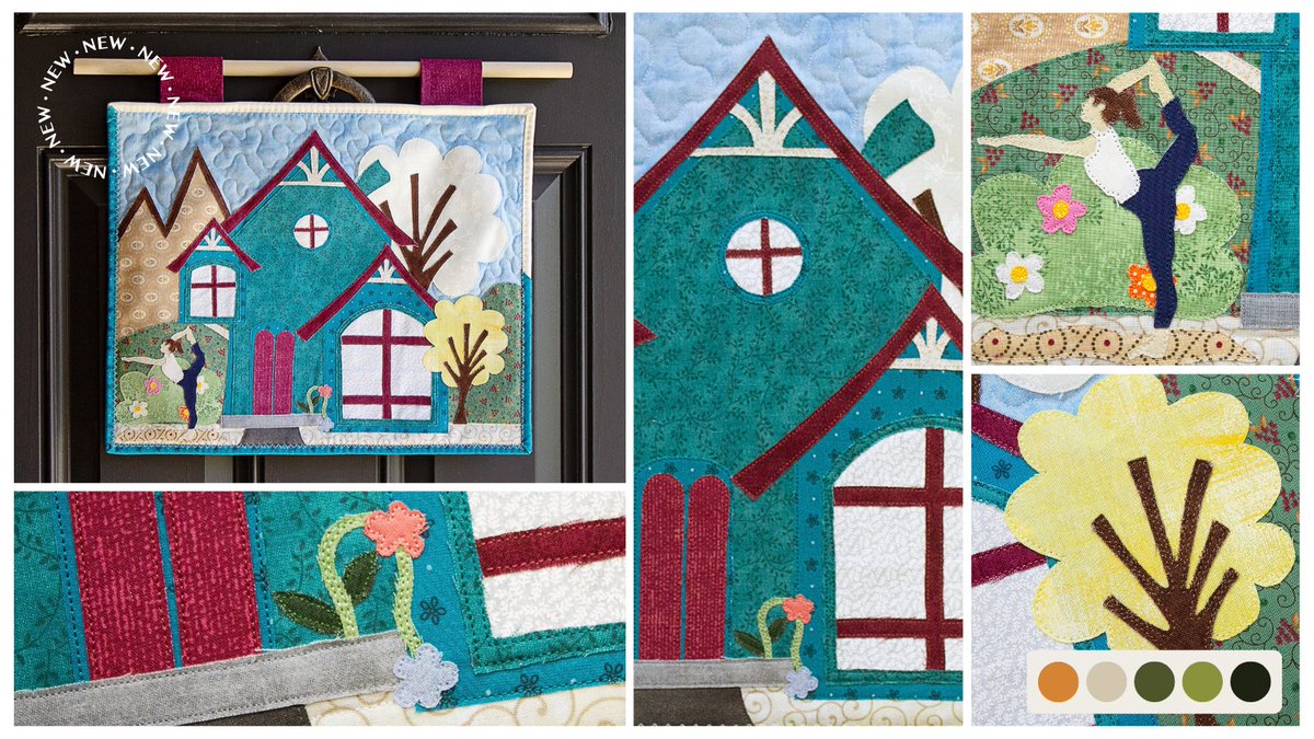 AndeGDesign's tweet image. Invite the spirit of spring indoors with this handcrafted quilted wall hanging from my Spring Raven collection—a quiet street, blooming trees, and a house touched by teal and magenta! #andegdesign #springwalldecor #springhomedecor #applique #quilting