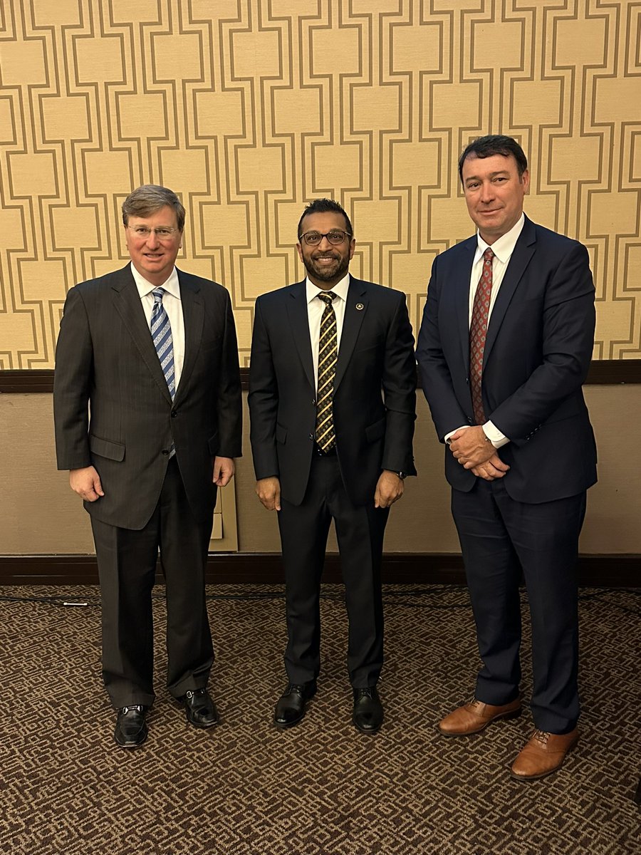 I enjoyed welcoming <a href="/FBIDirectorKash/">FBI Director Kash Patel</a> to Biloxi this morning.  

Great meeting to remind him that Mississippi is proud to stand shoulder to shoulder with him and the <a href="/realDonaldTrump/">Donald J. Trump</a> administration in our mission to uphold law and order and keep our citizens safe. 🇺🇸