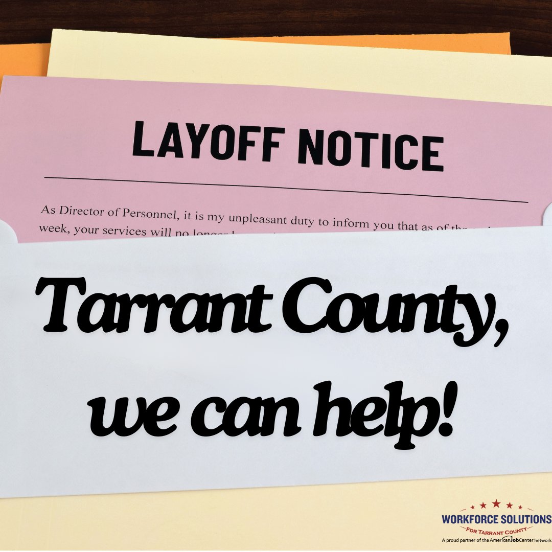 WSTC (FTW/Arl) (@wfstarrant) on Twitter photo Recently lost your job, contact <a href="/WfSTarrant/">WSTC (FTW/Arl)</a>, your reemployment resource, we can help!
π Layoff Packet: bit.ly/4kjkrFG
π 817.413.4000
π» info@workforcesolutions.net
π¬ workforcesolutions.net - live chat Recently lost your job, contact <a href="/WfSTarrant/">WSTC (FTW/Arl)</a>, your reemployment resource, we can help!
π Layoff Packet: bit.ly/4kjkrFG
π 817.413.4000
π» info@workforcesolutions.net
π¬ workforcesolutions.net - live chat